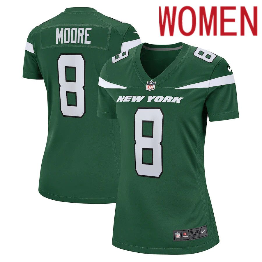 Women New York Jets 8 Elijah Moore Nike Gotham Green Game Player NFL Jersey